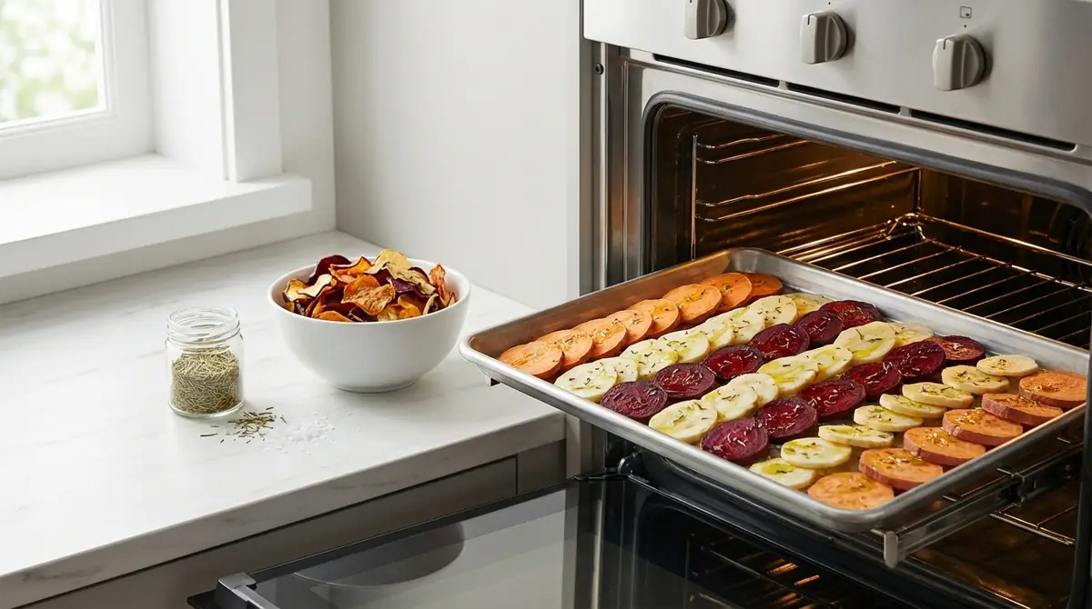 【レシピ①】オーブンで作る野菜チップス(所要時間30分)