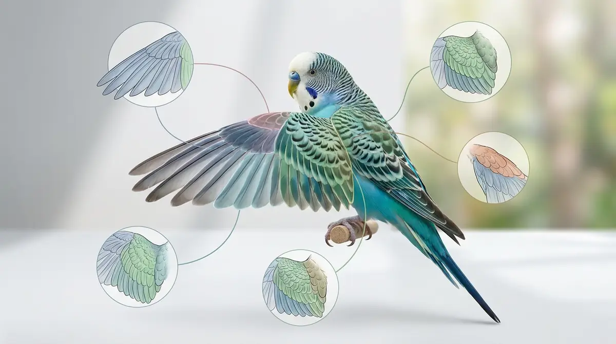 インコの羽は5つのパーツで構成されている【図解で解説】