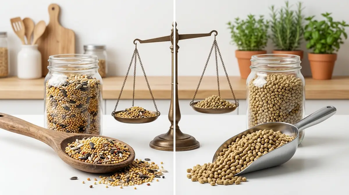 シードとペレットで餌の量は変わる？