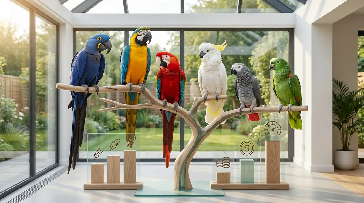 大型インコの種類を比較｜一覧表で特徴・価格・飼育難易度をチェック