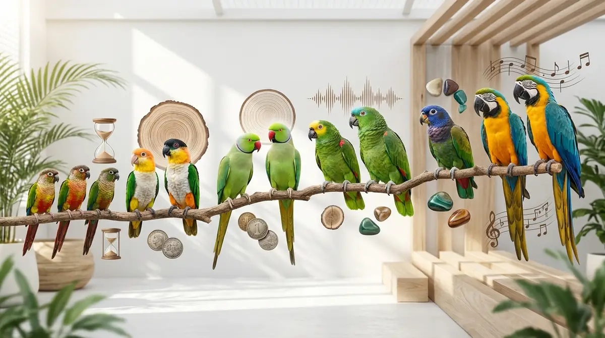 中型インコ15種の体長・寿命・価格・鳴き声比較表