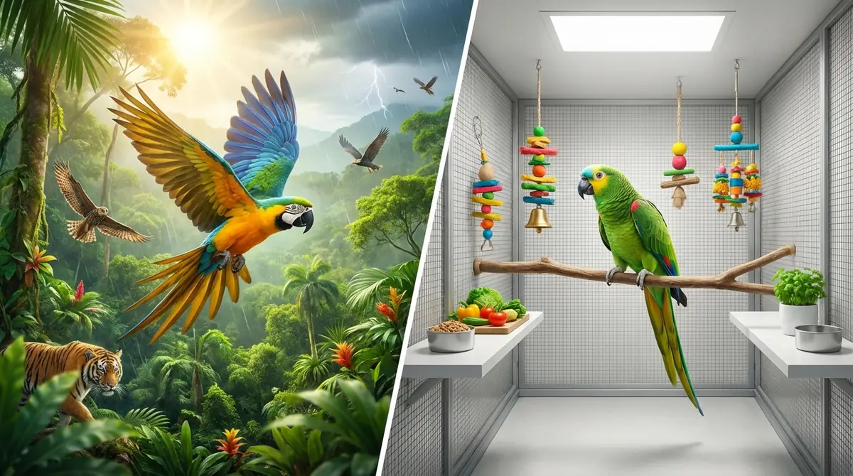 野生と飼育下でインコの寿命が違う理由