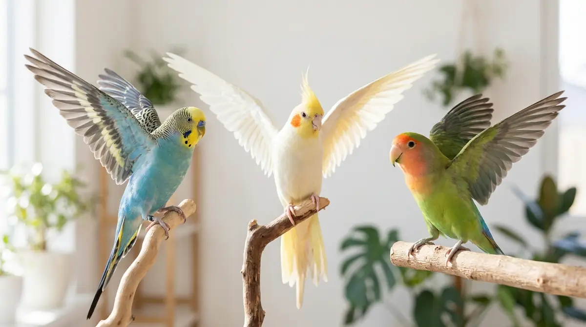 【種類別】セキセイ・オカメ・コザクラインコが羽を広げる特徴