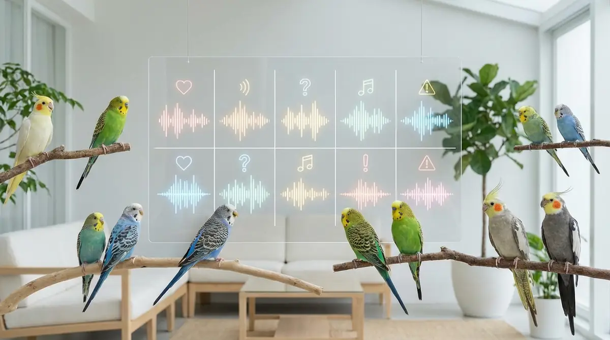 【早見表】インコの鳴き声10パターンと意味一覧